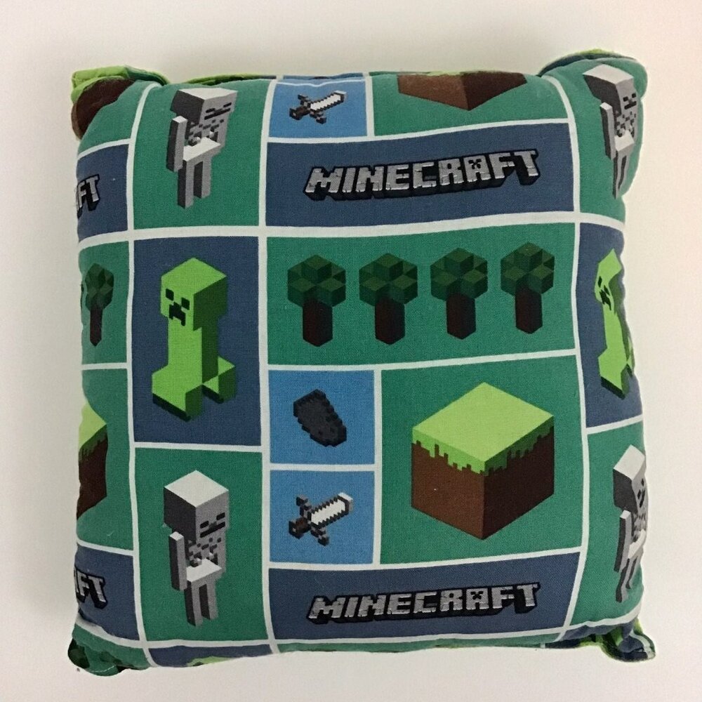Minecraft Small Decorative Kids Bedroom Throw Pillow Creeper Skeleton Block